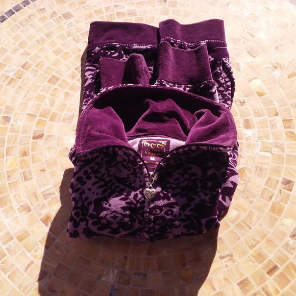 Y2K Jacket Graphic Floral Velour Sz-M/L Pockets - Picture 9 of 9